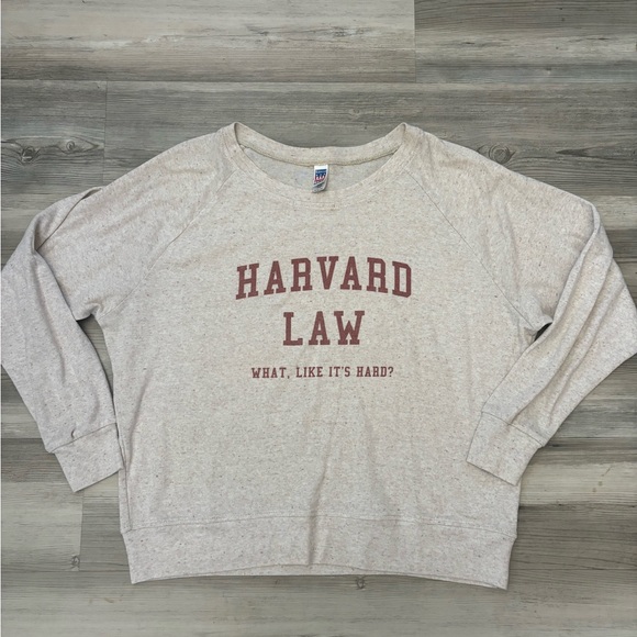 Harvard Law crewneck sweatshirt in oatmeal grey and red #preppy #collegiate - Picture 1 of 5